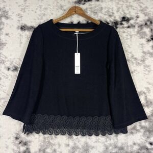 New Chicos Top Womens Size XS (00) Slinky Lace Hem Peacock Pattern‎ Stretch